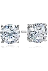 Plated Sterling Silver Swarovski Zirconia (3cttw) Round Stud Earrings
