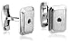 Sterling Silver Matte Rectangular Cuff Links w/ Black Diamond Accent