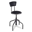 Diesel&trade; Industrial Stool with Back, Low Base, Black Leather Seat & Back Pad (SAF6668)