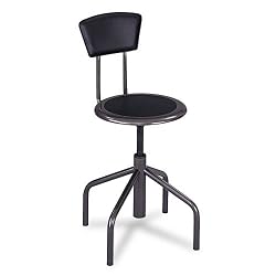 Diesel&trade; Industrial Stool with Back, Low Base, Black Leather Seat & Back Pad (SAF6668)