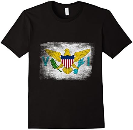 Men's U.S Virgin Islands State Flag Distressed Vintage Shirt Large Black