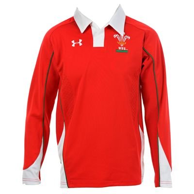 UA Wales Rugby Union Home Long Sleeve Junior Shirt Red 13 (XLB) UA Wales Rugby Union Home Long Sleeve Junior Shirt Red 13 (XLB)