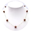 HinsonGayle Premium Round Chocolate 8.0-8.5mm Cultured Pearl Tin Cup Necklace (18K Yellow Gold)