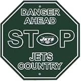 New York Jets Plastic Stop Sign "Danger Ahead Jets Country"