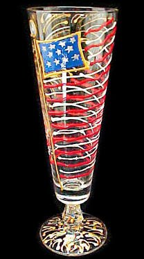 America's Flag Design - Hand Painted - Pilsner - 10 oz.