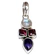 Lockets for Women Silver Multi Gemstone Jewelry 1 inch