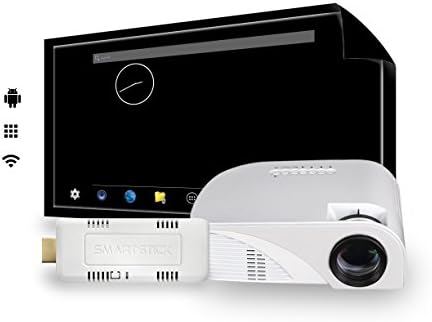 Video Projector Mini Portable LED Home Theater Movie Projection COMPLETE PACKAGE with Wi-Fi SmartStick Custom Android PC Mini Computer (Custom Projection Screen Options)