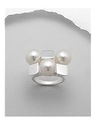Fresh Water Pearls Ring In 92.5 Sterling Silver