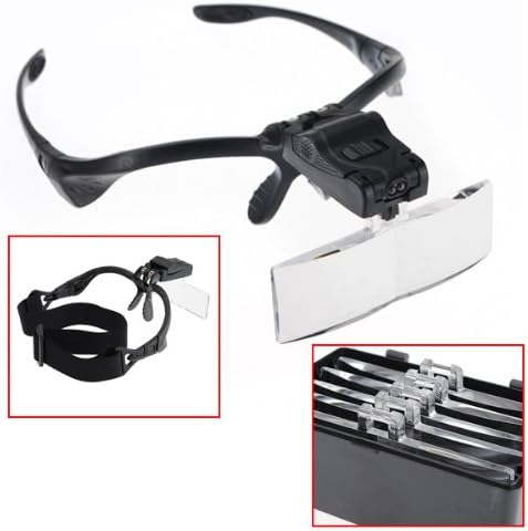 Replaceable Eye Glass Kit 2 LED Light Magnifier Loupe Tools