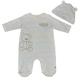 Absorba Fall Boys Infant Long Sleeve Yellow/Green Stripe Footie with Hat