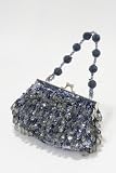 Silver Leaf Grey Beaded Evening Bag- Beads Sequins