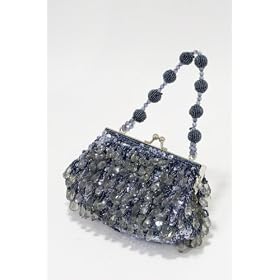 Silver Leaf Grey Beaded Evening Bag- Beads Sequins