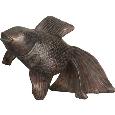 Antique Painted Fanciful Fish Garden Sculpture Statue #71946