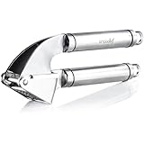 Simple Chef Stainless Steel Garlic Press & Silicone Peeler Set - Easy to Use & Easy to Clean - Perfect for Mincing, Crushing, Pressing & Peeling