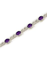14kt Yellow Gold Oval Amethyst and Diamond Bracelet