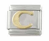 SilverBin Gold Tone Letter Initial C Stainless Steel Italian Charm Link