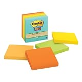 Post-it Recycled Super Sticky Notes, 3 in x 3 in, Farmers Market Collection, Five Pads per Pack