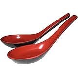 Asian Red/Black Soup Spoons, Set of 2