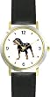 Rottweiler Dog - WATCHBUDDY&reg; DELUXE TWO-TONE THEME WATCH - Arabic Numbers - Black Leather Strap-Size-Large ( Men's Size or Jumbo Women's Size )