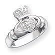 Sterling Silver CZ Claddagh Ring
