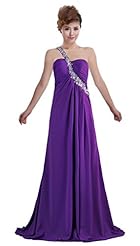 Pleated Beaded One Shoulder 2015 Chiffon Prom Dress 