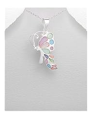 Butterfly Shell Pendant Necklace In 92.5 Sterling Silver