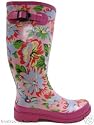 Ladies New Pink Flower Floral Wellies Wellington Boots