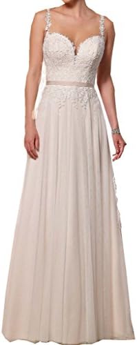 Tianzifang Women's Sweetheart Chiffon Applique Bride Gown Wedding Dress Size 14 Ivory