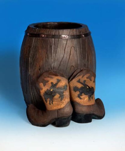 Cowboy BARREL RACER Western PLANTER flower pot