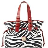 Dooney Bourke Zebra Chiara Bag Tote Red Trim