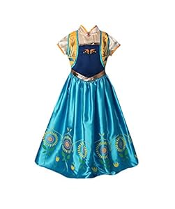 American Vogue ANNA ELSA FROZEN FEVER Girl's Birthday Dress Costume (4-5 Years, Blue)