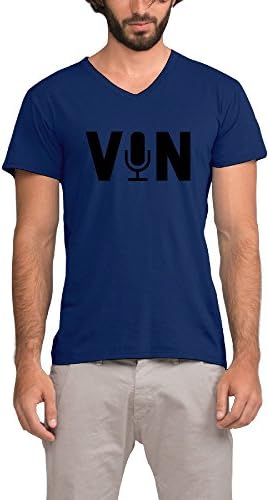 Original Vin Scully Microphone Men V Neck Short Sleeve Tshirt