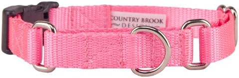 Country Brook DesignTM Heavyduty Nylon Martingale with Deluxe Buckle-Pink-Large