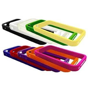 Ten Silicone Bumper Frame Cases / Skins / Covers for Apple iPhone 4 / 4G - Black, White, Clear, Green, Yellow, Blue, Red, Purple, Orange, Hot Pink