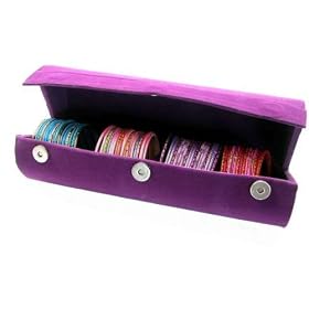Beachcombers! Round Indian Glass Bangle Travel Holder Jewelry Bracelet Storage Case Organizer Box