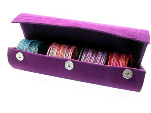 Click here to buy Beachcombers! Round Indian Glass Bangle Travel Holder Jewelry Bracelet Storage Case Organizer Box.