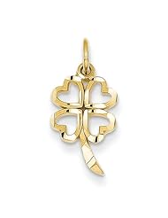 14k Yellow Gold 4 Leaf Clover Charm