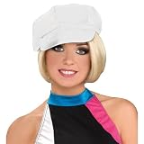 White 60's 70's Mod Womens Vinyl Cap Hat Hippie Retro Costume Accessory