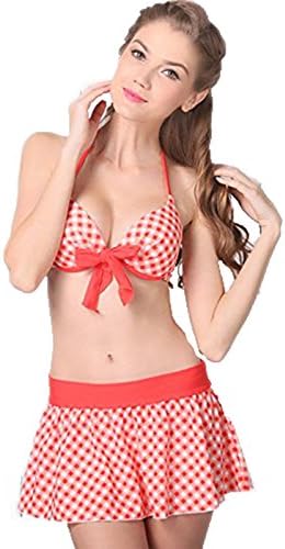 MiYang Women's Tankini Striped Trapeze Swim Dress Steel Pallet Underwire Red Large