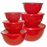 Calypso Basics, 44600, 12 Piece Enamel On Steel Bowl Set With Lids, Red