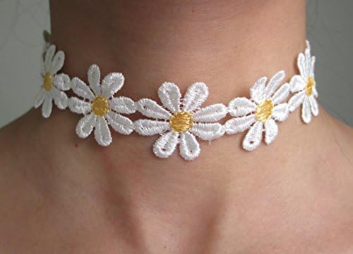 MKPLY Yellow Guipure Flower/ Daisy Lace Choker/ Necklace Gothic Burlesque Victorian