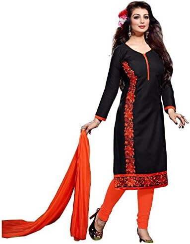 vaankosh fashion Women's Designer Cotton Semi Stitch Dress Materials Free Size Black