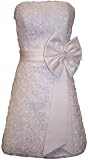 Applique Ribbon Strapless Prom Dress Bridesmaid Gown With Bow Junior Plus Size