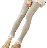 （Miwoluna） マタニティ レギンス 裾レース ウエスト調整可能 エレガント 上品 履き心地抜群 グレー L