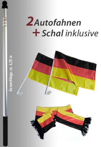 Aluminium-Teleskop-Fahnenmast (5 m), inkl. XXL-Fanpaket