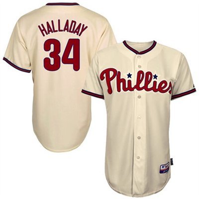 Roy Halladay Philadelphia Phillies Alternate Ivory MLB Replica Jersey - L
