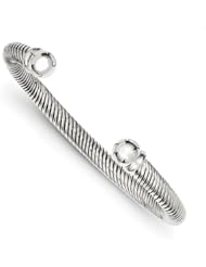 Sterling Silver Rhodium Plated Bangle, Best Quality Free Gift Box Satisfaction Guaranteed