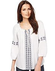 Indigo Collection Pure Cotton Folk Embroidered Blouse