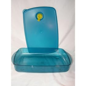 Tupperware Vent N Serve Large Shallow 2.3 cups Blue by Tupperware