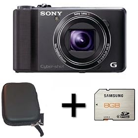 Sony DSCHX9VB Cyber-shot +8gb Memory and Case (16.2MP, 16x Optical Zoom) 3 inch LCD